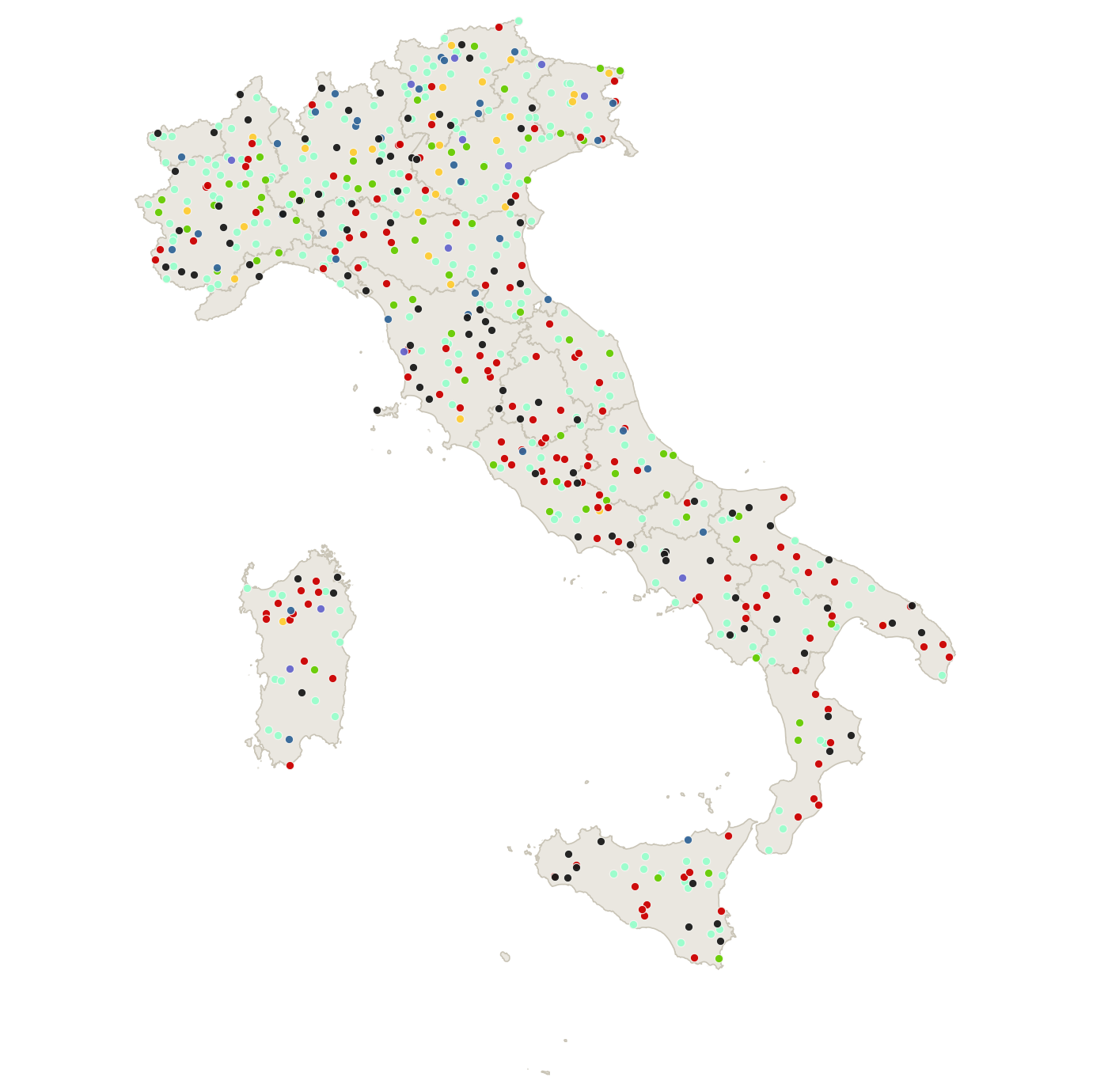 Mappa nazionale degli impianti di trattamento rifiuti in Italia (compostaggio, digestione anaerobica, TMB, incenerimento, discarica)